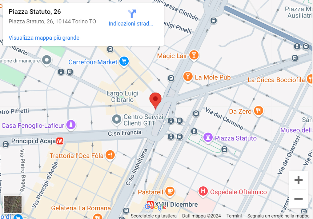 Piazza Statuto, 26, 10144 Torino (TO)
